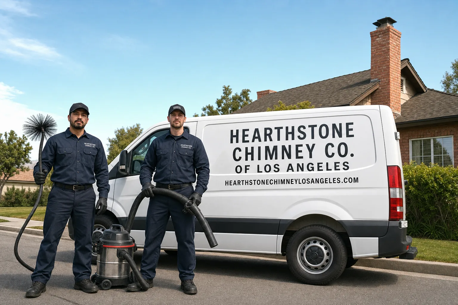 Hearthstone Chimney Co. of Los Angeles chimney cleaning team